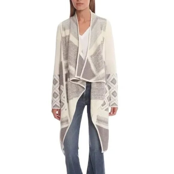 Vince Wool Alpaca Grey Cream Cardigan Oversized Sweater M - Picture 1 of 5